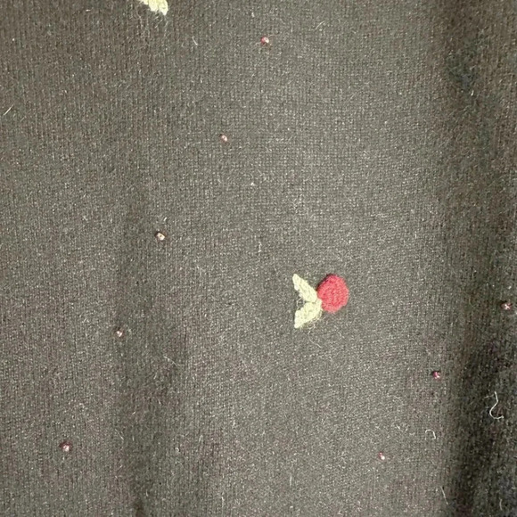 Christopher Banks Vintage Womens Sweater Black Floral Embroidered Beaded XL - Picture 6 of 8